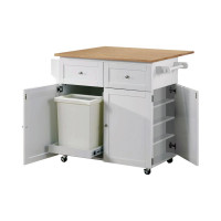 Coaster Furniture 900558 3-Door Kitchen Cart with Casters Natural Brown and White